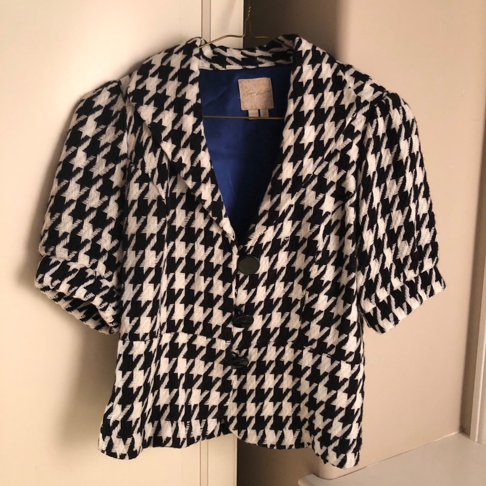 Houndstooth Puff Sleeve Jacket in Size 3 (XS)